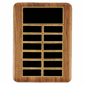 11" x 15"/Plates 1 1/2" x 3 3/4" American Walnut 12 Plate Perpetual Plaque with Black Brass Header Plate