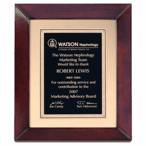 12" x 15" Airflyte Cherry Finish Frame wtih Gold Metal Background and Black and Gold LaserFX Florentine Border Plate