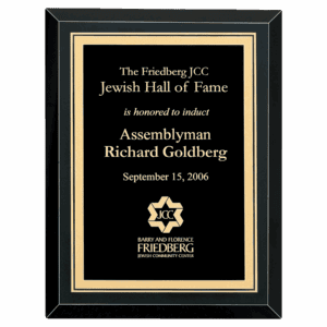 9" x 12" Airflyte Premium Black Mirror Glass Plaque with Gold Florentine Border LaserFX Plate