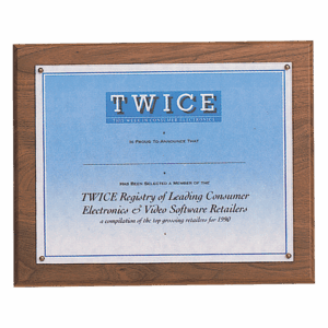 10 1/2" x 13- Holds 8 1/2" x 11" Solid Walnut Certificate Plaque with Plexiglass Cover