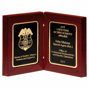 High Gloss Rosewood Book Award with Black Gold Border Plates