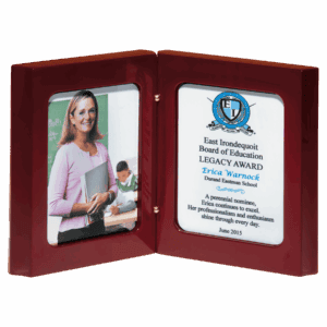 5 3/8" x 4 1/4" High Gloss Rosewood Book Award with Two Full Color Plates