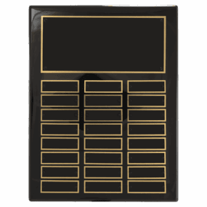 11" x 14" Airflyte Black Piano Finish 24 Plate Perpetual Plaque with Black Brass Plates