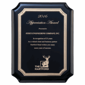 8" x 10 1/2" Black High Gloss Plaque with Black Gold Florentine Border LaserFX Plate