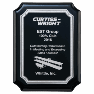 8" x 10 1/2" Black High Gloss Plaque with Black Silver Florentine Border Laserable Aluminum Plate