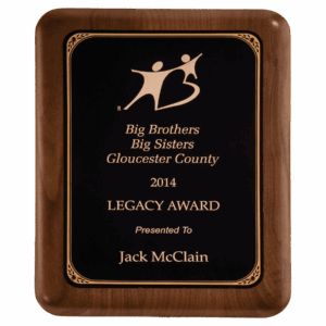 10 1/2" x 13" American Walnut Plaque with Gold Border Black LaserFX Plate