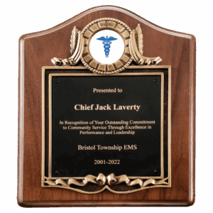 10" x 12" American Walnut Plaque with Gold Border Decorative Frame with 2" Insert Holder, Laserable Black Brass Plate- Witney Series