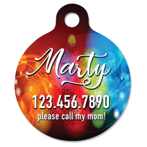 1 1/4" Gloss White Sublimatable Aluminum Round Pet Tag with Tab
