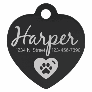 1" x 1" Laserable Anodized Aluminum Heart Pet Tag