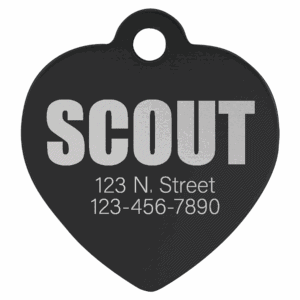 1 1/4" x 1 1/4" Laserable Anodized Aluminum Heart Pet Tag