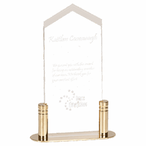 Large Clear Frosted Arrow Acrylic with Brass Base