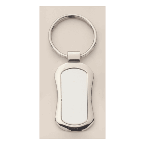 1" x 3 1/4" Polished Silver Key Ring with Matte Silver Laserable Anodized Aluminum Insert