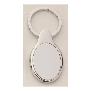 1 1/2" x 3" Polished Silver Key Ring with Matte Silver Engravable Insert