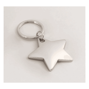 1 7/8" x 3" Polished Silver Star Key Ring