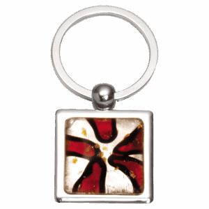 1 1/4" x 2 3/4" Art Glass Decorated Key Ring