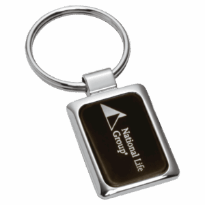 1" x 2 3/4" Chrome Plated Key Ring with Black Aluminum Insert