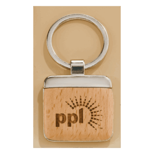 1 1/8" x 1 1/2" Silver Key Ring with Maplewood Insert