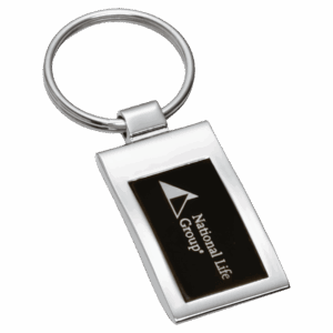 1" x 3 1/4" Chrome Plated Key Ring with Black Aluminum Insert