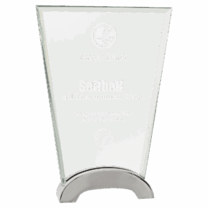 7 1/2" Fan Platinum Glass with Arch Metal Base