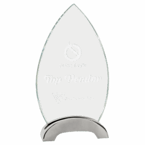 7 1/2" Oval Platinum Glass with Arch Metal Base