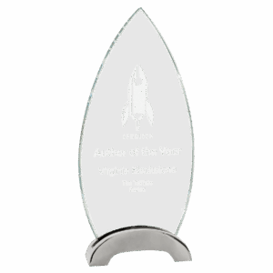 9 1/4" Oval Platinum Glass with Arch Metal Base