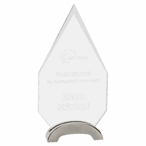 9 1/4" Diamond Platinum Glass with Arch Metal Base