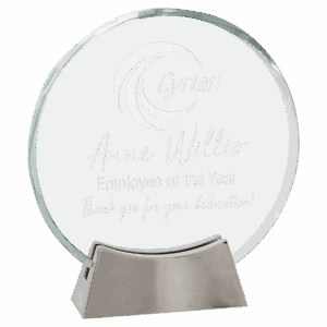 6 1/4" Round Platinum Glass with Full Metal Base
