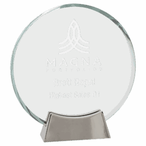 7 1/4" Round Platinum Glass with Full Metal Base