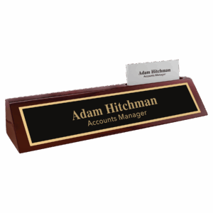 10 1/2" Rosewood Piano Finish Desk Wedge with Business Card Holder