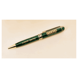5 1/4" Green Marble Brass Pen
