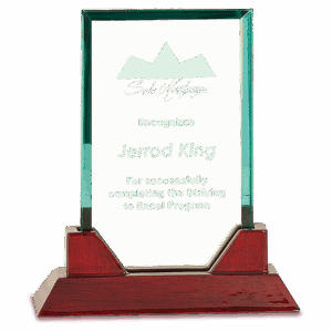 7 3/4" Jade Rectangle Prestige Glass with Rosewood Piano Finish Base