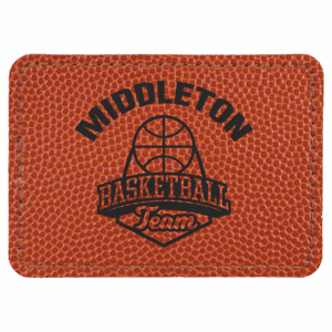 3 1/2" x 2 1/2" Rectangle Basketball Laserable Leatherette Patch with Adhesive