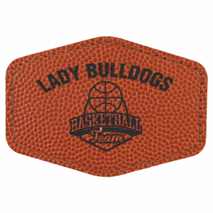 3 1/2" x 2 1/2" Hex Basketball Laserable Leatherette Patch with Adhesive