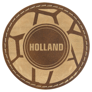 2 1/2" Round Rustic/Gold Laserable Leatherette Patch with Adhesive