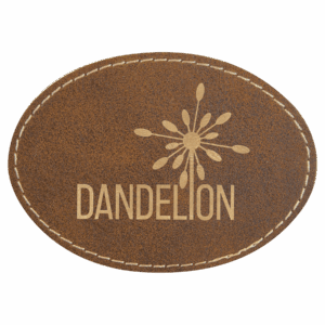 3 1/2" x 2 1/2" Rustic/Gold Laserable Leatherette Oval Patch with Adhesive