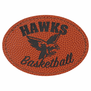 3 1/2" x 2 1/2" Basketball Laserable Leatherette Oval Patch with Adhesive