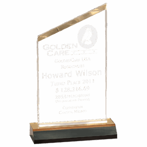 5" x 10" Gold Reflection Beveled Peak Acrylic with 6" Gold Mirror Base