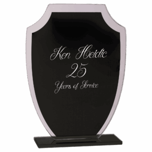 6 1/2" Black Shield Reflection Glass Award