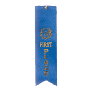 Blue 1st Place Carded Ribbon with String