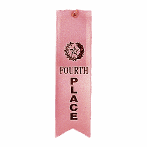Pink 4th Place Carded Ribbon with String