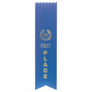 Blue 1st Place Pinked Top Ribbon