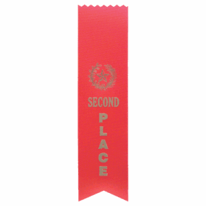 Red 2nd Place Pinked Top Ribbon
