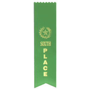 Green 6th Place Pinked Top Ribbon
