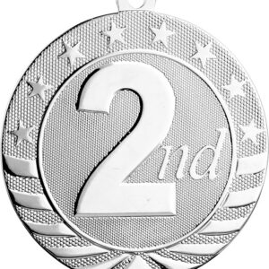 2 3/4" Bright Silver 2nd Place Starbrite Medal