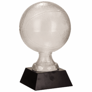 13" Glass Basketball with Black Marble Base