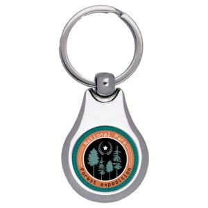 1 1/4" x 1 3/4" Silver Pear Sublimatable Keychain with White Insert