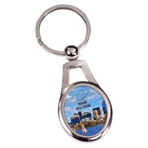 1 1/4" x 1 3/8" Silver Oval Sublimatable Keychain with White Insert