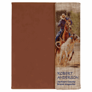 9 1/2" x 12" Rawhide with Sublimatable Burlap Portfolio with Notepad