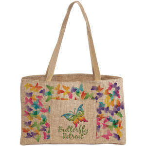 19" x 12" Burlap Shopping Bag with 5" Gusset and Outside Pocket