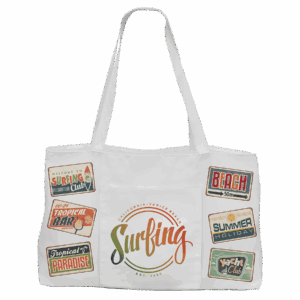 19" x 12" White Canvas Bag with 5" Rawhide Laserable Leatherette Gusset
